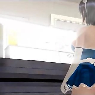 3D anime lesbian maids rubbing pussies