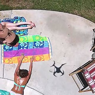 Girls having sex and filmed by a perv's drone